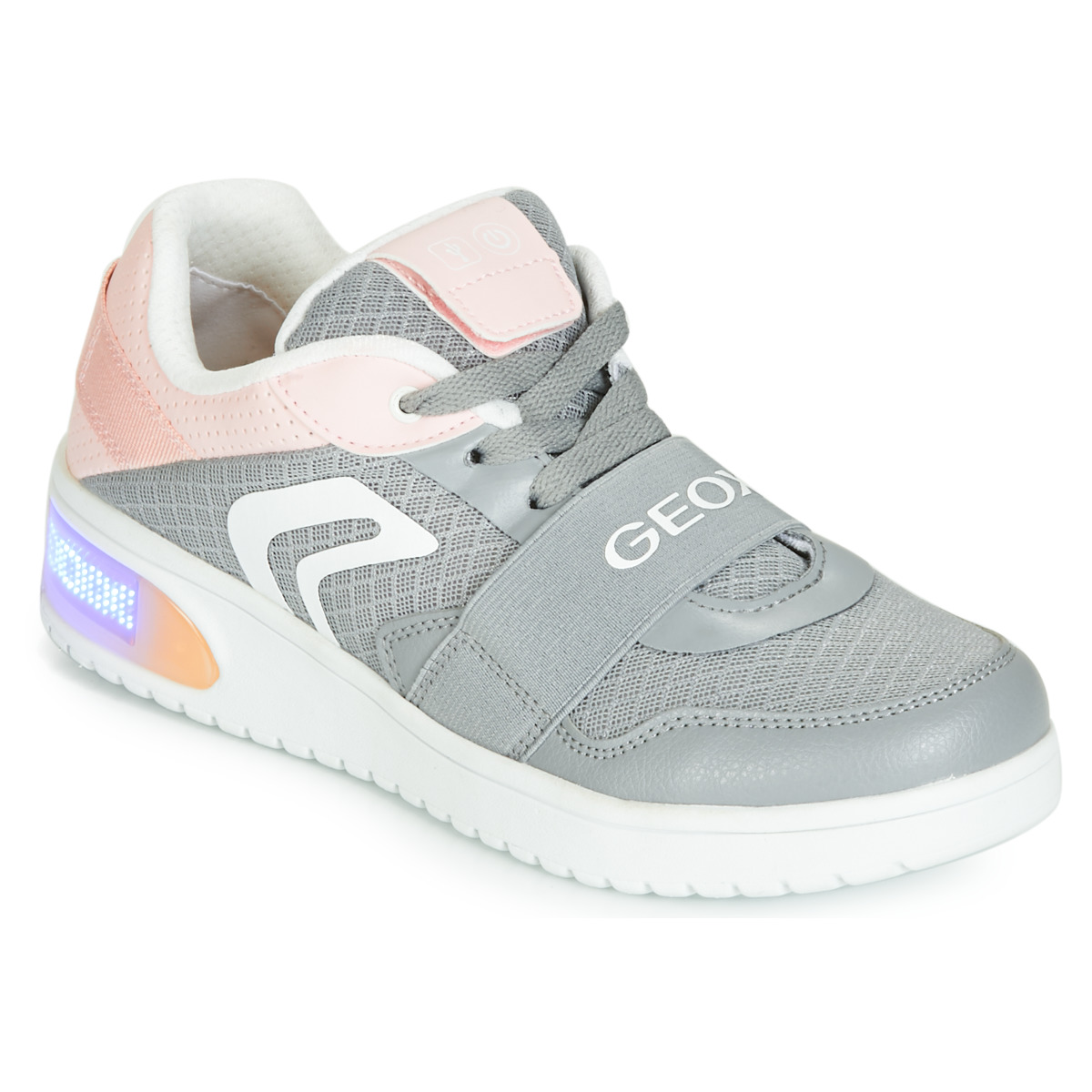 鞋子 女孩 球鞋基本款 Geox 健乐士 J XLED GIRL 灰色 / 玫瑰色 / Led