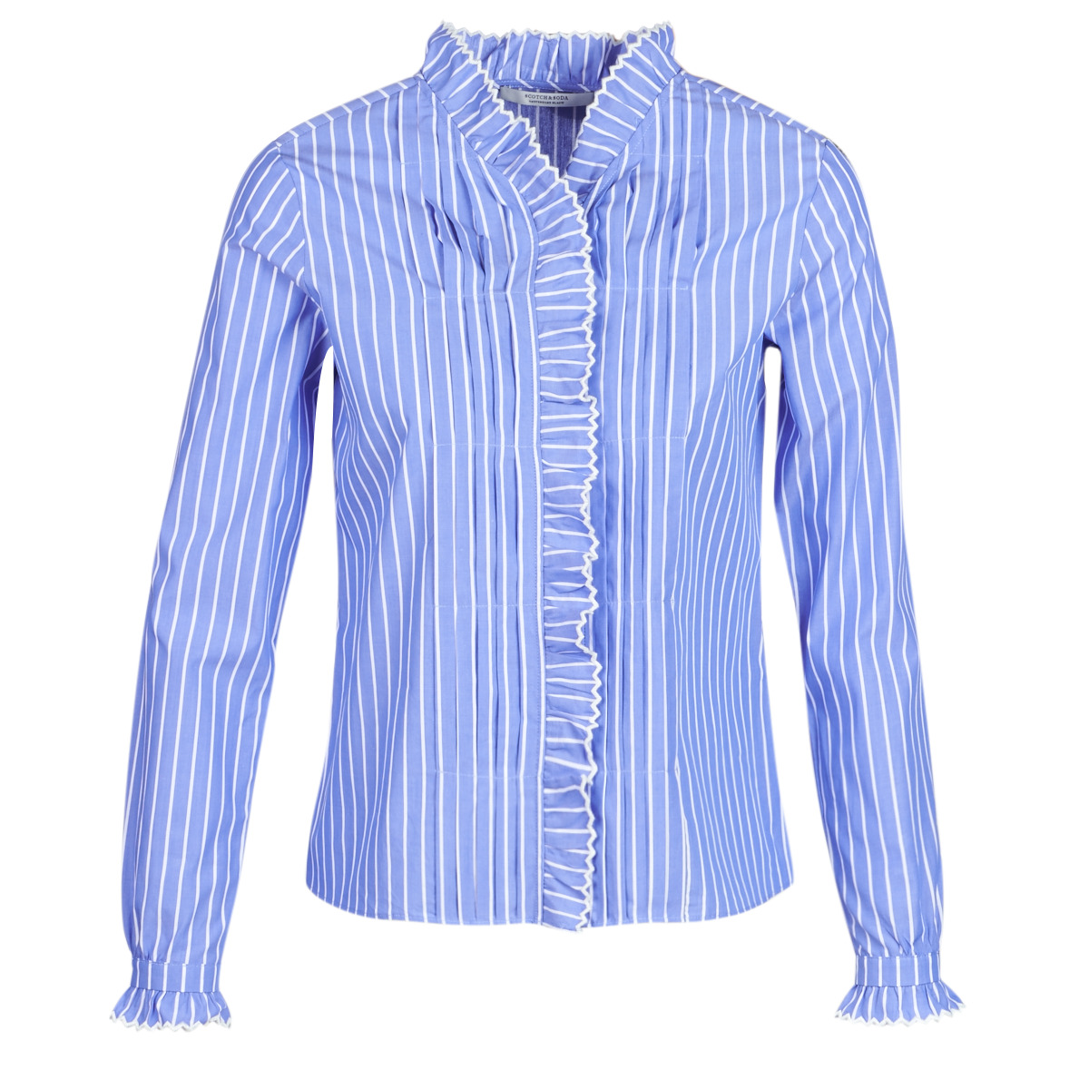 衣服 女士 衬衣/长袖衬衫 Maison Scotch LONG SLEEVES SHIRT 蓝色 / 米色