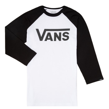 衣服 男孩 长袖T恤 Vans 范斯 VANS CLASSIC RAGLAN 黑色 / 白色