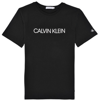 衣服 男孩 短袖体恤 Calvin Klein Jeans INSTITUTIONAL T-SHIRT 黑色