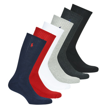 配件   运动袜 Polo Ralph Lauren ASX110 6 PACK COTTON 黑色 / 红色 / 海蓝色 / 灰色 / 白色