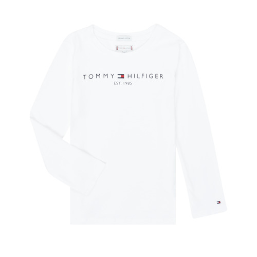 衣服 女孩 长袖T恤 Tommy Hilfiger ESSENTIAL TEE L/S 白色