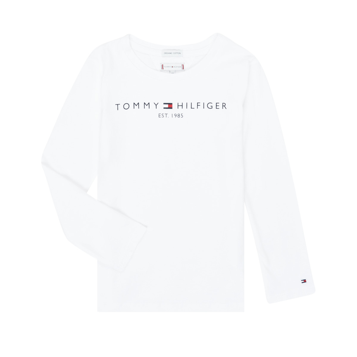 衣服 女孩 长袖T恤 Tommy Hilfiger ESSENTIAL TEE L/S 白色