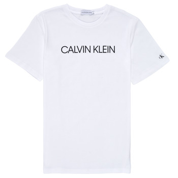 衣服 男孩 短袖体恤 Calvin Klein Jeans INSTITUTIONAL T-SHIRT 白色