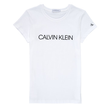 衣服 女孩 短袖体恤 Calvin Klein Jeans INSTITUTIONAL T-SHIRT 白色