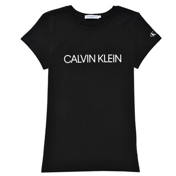 衣服 女孩 短袖体恤 Calvin Klein Jeans INSTITUTIONAL T-SHIRT 黑色