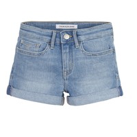 衣服 女孩 短裤&百慕大短裤 Calvin Klein Jeans SLIM SHORT ESS 蓝色