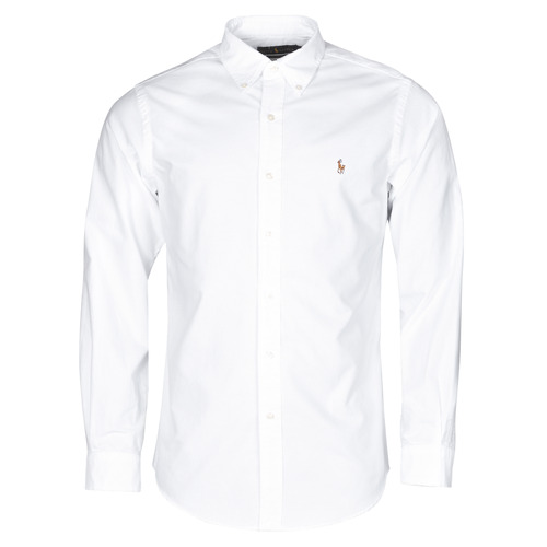 衣服 男士 长袖衬衫 Polo Ralph Lauren CHEMISE AJUSTEE EN OXFORD COL BOUTONNE  LOGO PONY PLAYER MULTICO 白色