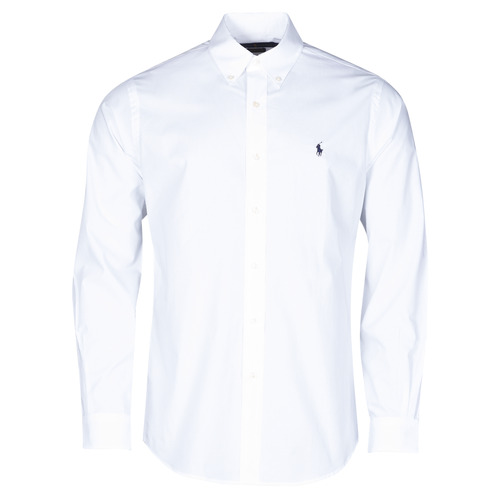 衣服 男士 长袖衬衫 Polo Ralph Lauren CHEMISE AJUSTEE EN POPLINE DE COTON COL BOUTONNE  LOGO PONY PLAY 白色
