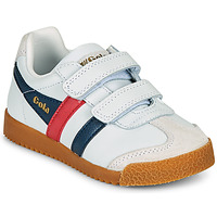 鞋子 儿童 球鞋基本款 Gola HARRIER LEATHER VELCRO 白色 / 海蓝色 / 红色