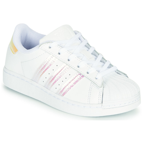 鞋子 女孩 球鞋基本款 Adidas Originals 阿迪达斯三叶草 SUPERSTAR J 白色 /  iridescent 