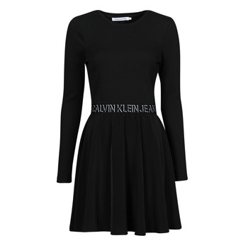 衣服 女士 短裙 Calvin Klein Jeans LOGO ELASTIC DRESS 黑色