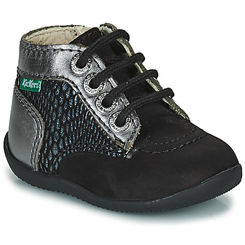 鞋子 女孩 短筒靴 Kickers BONZIP-2 黑色 / 银灰色