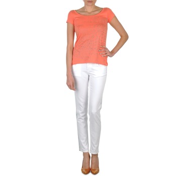 衣服 女士 紧身牛仔裤 Calvin Klein Jeans JEAN BLANC BORDURE ARGENTEE 白色