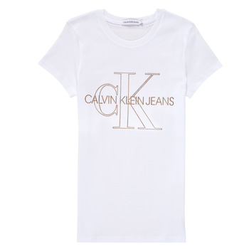 衣服 女孩 短袖体恤 Calvin Klein Jeans TIZIE 白色