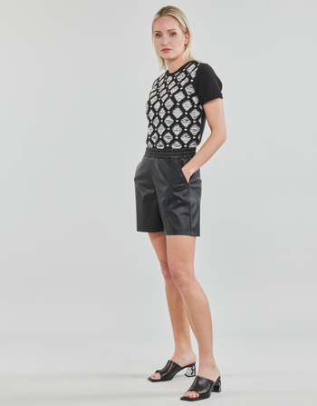KARL LAGERFELD PERFORATED FAUX LEATHER SHORTS 黑色