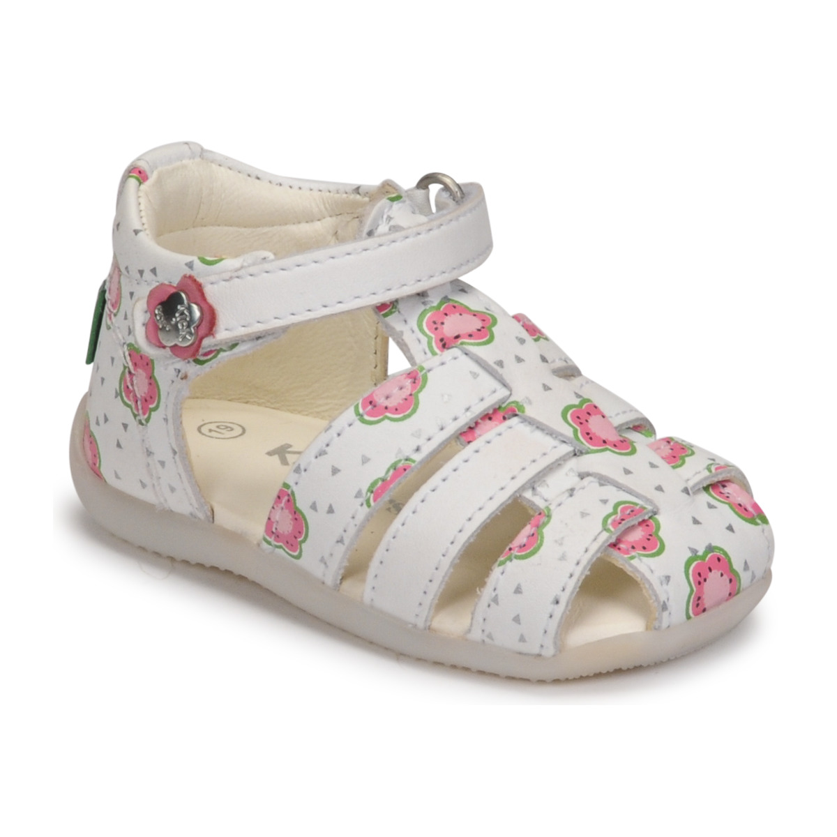 鞋子 女孩 凉鞋 Kickers BIGFLO-2 白色 / 玫瑰色
