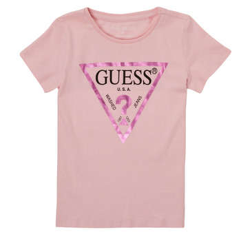衣服 女孩 短袖体恤 Guess CANCI 玫瑰色