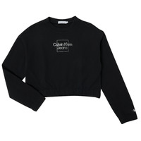 衣服 女孩 卫衣 Calvin Klein Jeans METALLIC BOX LOGO SWEATSHIRT 黑色