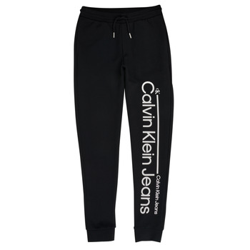 衣服 男孩 厚裤子 Calvin Klein Jeans INSTITUTIONAL LINED LOGO SWEATPANTS 黑色