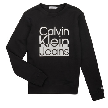 衣服 男孩 卫衣 Calvin Klein Jeans BOX LOGO SWEATSHIRT 黑色