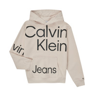 衣服 男孩 卫衣 Calvin Klein Jeans BOLD INSTITUTIONAL LOGO HOODIE 白色