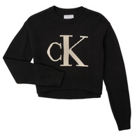 衣服 女孩 卫衣 Calvin Klein Jeans MONOGRAM SWEATER 黑色