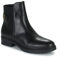 鞋子 女士 短筒靴 Tommy Hilfiger Coin Leather Flat Boot 黑色