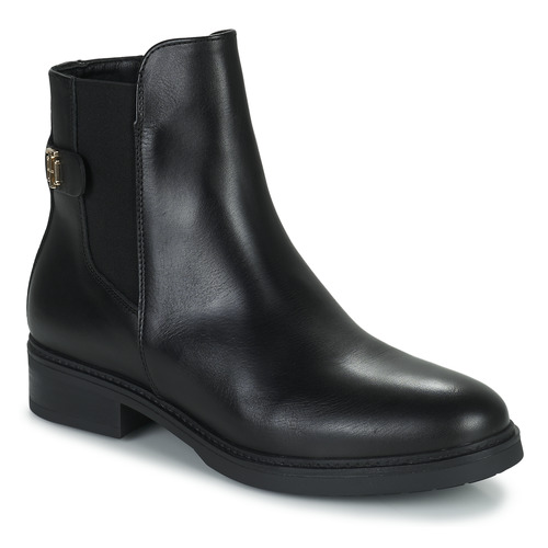 鞋子 女士 短筒靴 Tommy Hilfiger Coin Leather Flat Boot 黑色