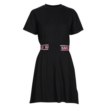 衣服 女士 短裙 KARL LAGERFELD JERSEY DRESS W/LOGO WAIST 黑色