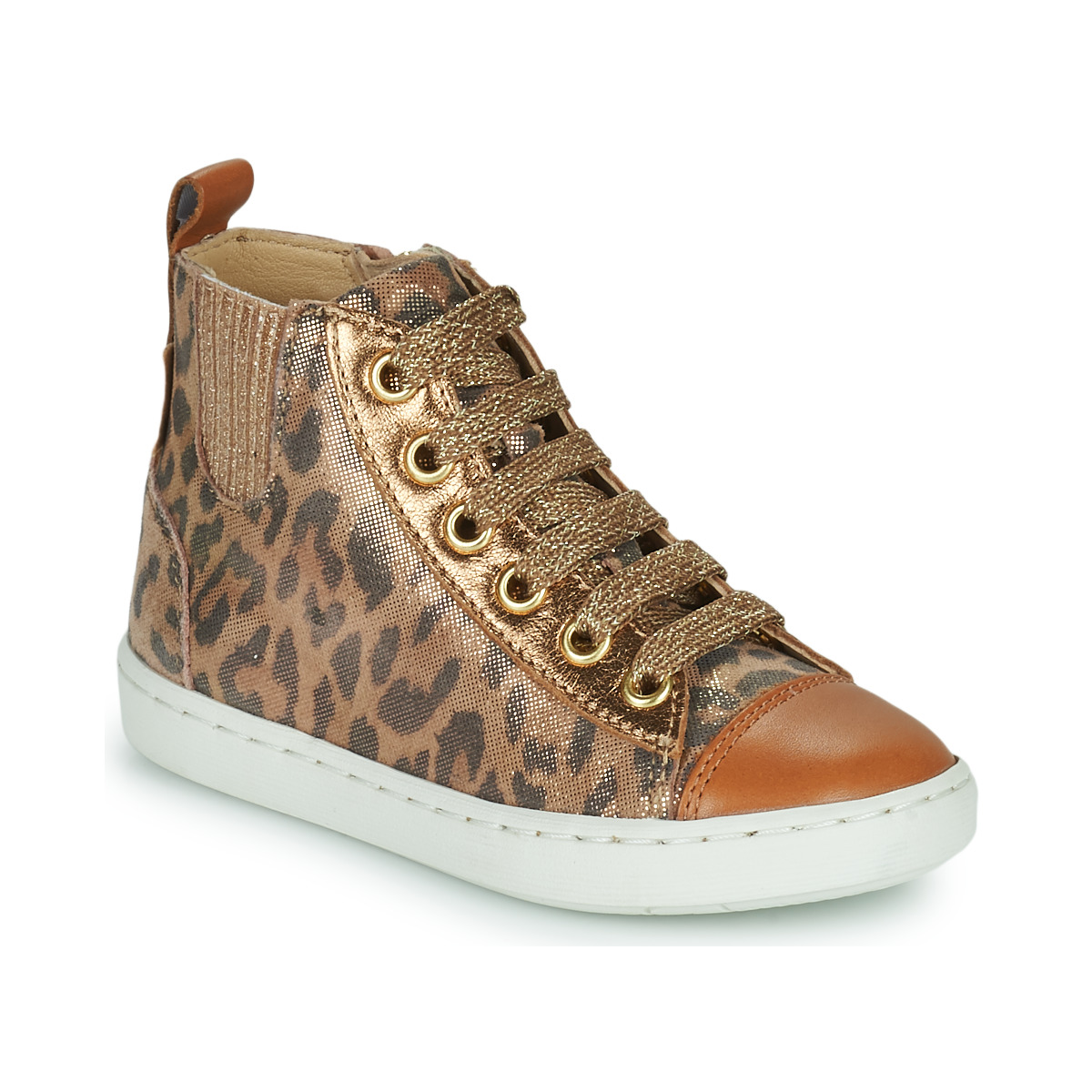 鞋子 女孩 高帮鞋 SHOO POM by Pom d’Api PLAY NEW JODLACE Leopard / 金色