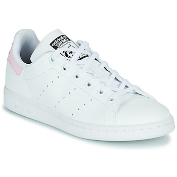 鞋子 女孩 球鞋基本款 Adidas Originals 阿迪达斯三叶草 STAN SMITH J 白色 / 玫瑰色