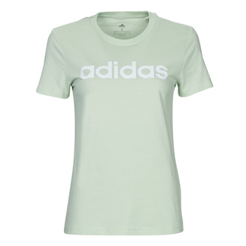 衣服 女士 短袖体恤 adidas Performance 阿迪达斯运动训练 W LIN T 绿色 / 亚麻色