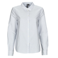 衣服 女士 衬衣/长袖衬衫 Pieces PCIRENA LS OXFORD SHIRT 白色 / 蓝色