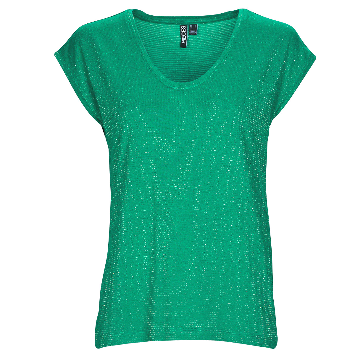 衣服 女士 短袖体恤 Pieces PCBILLO TEE LUREX STRIPES 绿色