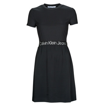 衣服 女士 短裙 Calvin Klein Jeans LOGO ELASTIC DRESS 黑色