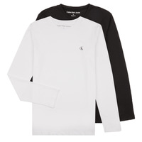 衣服 男孩 长袖T恤 Calvin Klein Jeans 2-PACK MONOGRAM TOP LS X2 黑色 / 白色