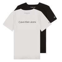 衣服 男孩 短袖体恤 Calvin Klein Jeans CKJ LOGO 2-PACK T-SHIRT X2 黑色 / 白色
