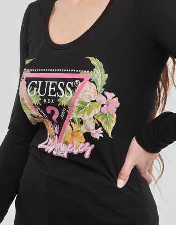 Guess LS SN TRIANGLE FLOWERS TEE 黑色