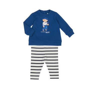 衣服 女孩 女士套装 Polo Ralph Lauren BEAR SET-SETS-LEGGING SET 海蓝色 / 白色