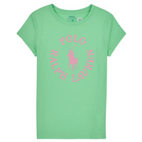衣服 女孩 短袖体恤 Polo Ralph Lauren SS GRAPHIC T-KNIT SHIRTS-T-SHIRT 绿色 / 玫瑰色