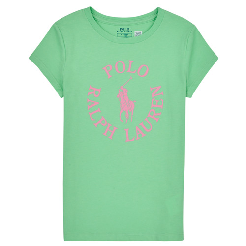 衣服 女孩 短袖体恤 Polo Ralph Lauren SS GRAPHIC T-KNIT SHIRTS-T-SHIRT 绿色 / 玫瑰色