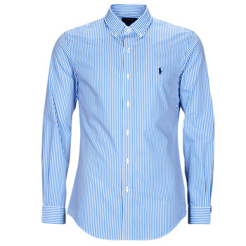 衣服 男士 长袖衬衫 Polo Ralph Lauren CHEMISE AJUSTEE SLIM FIT EN POPELINE RAYE 蓝色 / 白色 / Ight / 蓝色 / 白色
