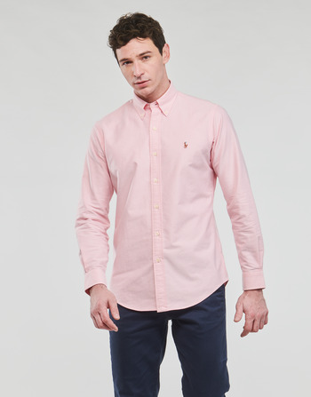 衣服 男士 长袖衬衫 Polo Ralph Lauren CHEMISE COUPE DROITE EN OXFORD 玫瑰色 / 粉色