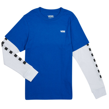 衣服 男孩 长袖T恤 Vans 范斯 LONG CHECK TWOFER BOYS 蓝色 / 白色