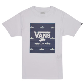 衣服 男孩 短袖体恤 Vans 范斯 PRINT BOX BOYS 白色 / 蓝色