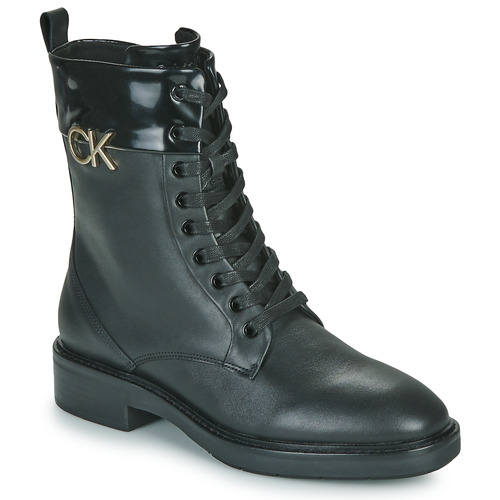 鞋子 女士 短筒靴 Calvin Klein Jeans RUBBER SOLE COMBAT BOOT W/HW 黑色