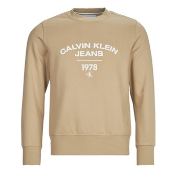 衣服 男士 卫衣 Calvin Klein Jeans VARSITY CURVE CREW NECK 米色