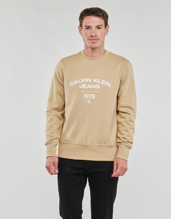 衣服 男士 卫衣 Calvin Klein Jeans VARSITY CURVE CREW NECK 米色
