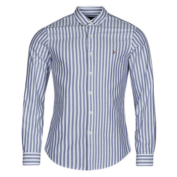 衣服 男士 长袖衬衫 Polo Ralph Lauren CHEMISE COUPE DROITE EN OXFORD 蓝色 / 白色 / Heritage / Royal / 白色